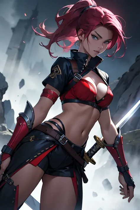 Create an image of a sexy female warrior with sword