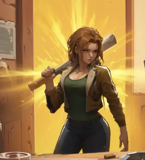 anime style picture of a woman holding a baseball bat in a kitchen, in hearthstone art style, wielding an axe, from hearthstone, attacking with axe, stylized urban fantasy artwork, brigitte, iconic character splash art, female thief, she is holding a sword...