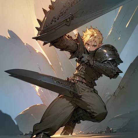 score_9,score_8_up,score_7_up,score_6_up,score_5_up,score_4_up, absurdies, (((Masterpiece of the highest quality.))), (((medieval fantasy))), (((Extreme details))), ((medieval fantasy swordsman)), ((based on cloud strife)), (medieval punk), ((fantasy great...