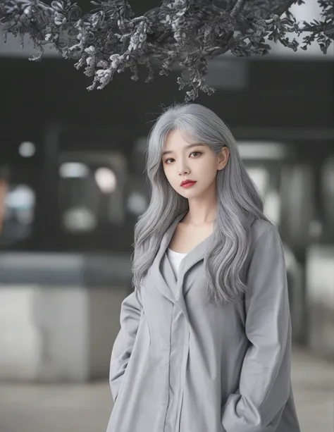 8K high quality，1 woman，Gray hair：1.5