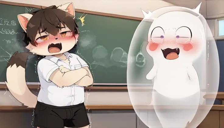 a male cat furry ghost being capture by those human in the school those human fuck the ghost make the ghost moaning with body tr...