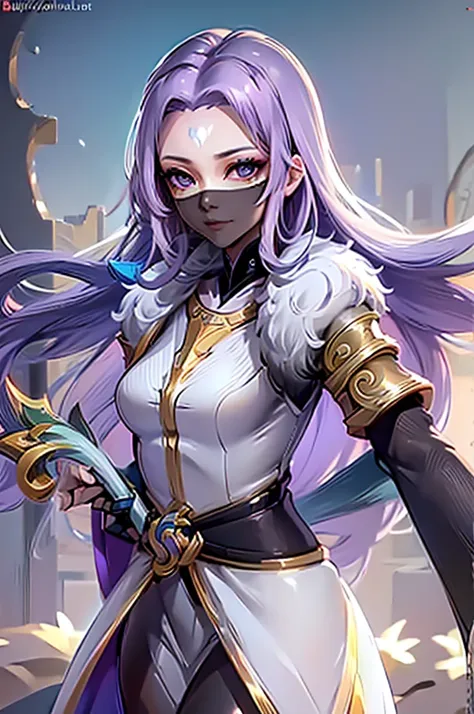 1girl,(masterpiece:1.4, best quality),medium breasts,(intricate details),unity 8k wallpaper,ultra detailed,(pastel colors:1.3),beautiful and aesthetic,detailed,solo, purple hair, luo_yi_ml, mouth veil 