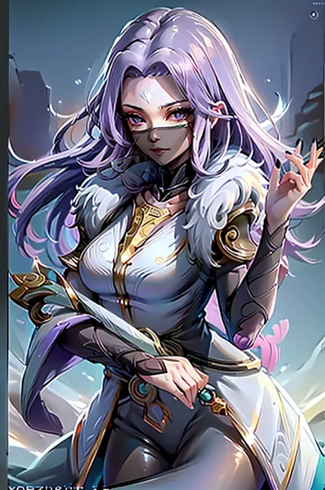 1girl,(masterpiece:1.4, best quality),medium breasts,(intricate details),unity 8k wallpaper,ultra detailed,(pastel colors:1.3),beautiful and aesthetic,detailed,solo, purple hair, luo_yi_ml, mouth veil, big breasts, 