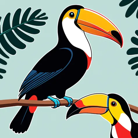 cute toucan, illustration, vector graphics, strong contours
