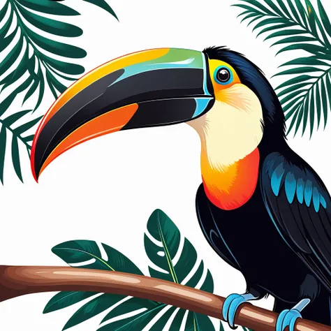 cute toucan, illustration, vector graphics, strong contours
