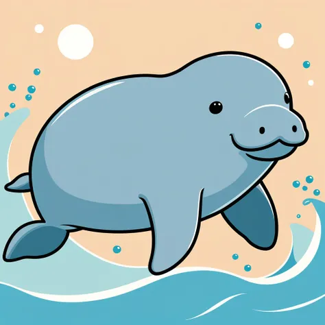 cute dugong, illustration, vector graphics, strong contours
