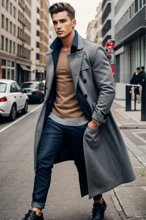 A male model wear coat 