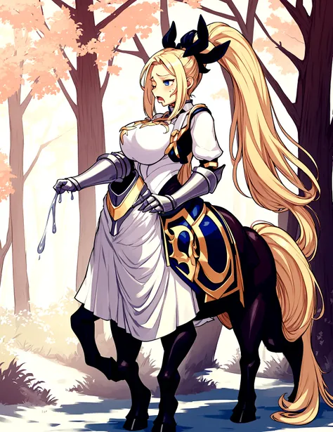 anime centaur.1 girl. cute girl. centaur girl, half-human. monster girl. centaur. the girl is a horse. blonde. long hair. hair o...