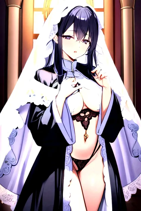 Adult sex-loving priest in a magical lacy robe、