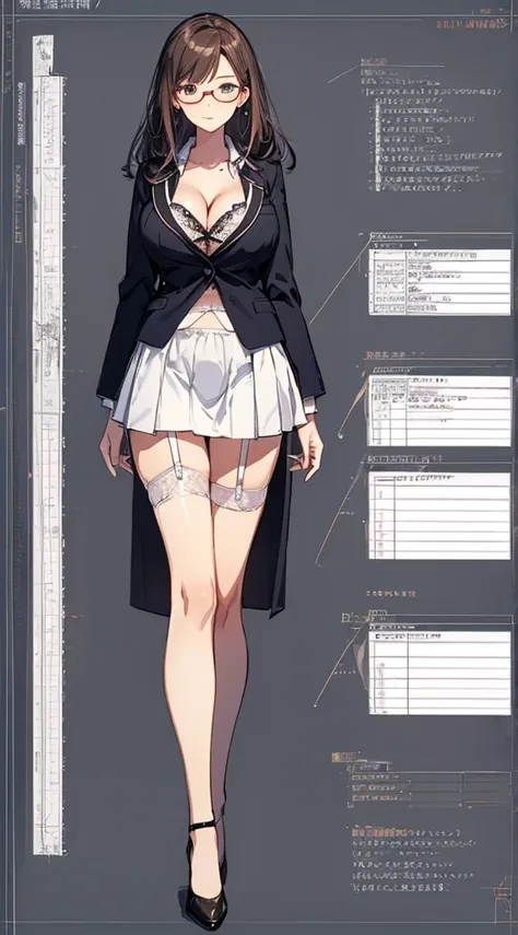 girl, alone, whole body, from head to toe, are standing, (huge saggy tits:1.3),

character design sheet, character reference she...