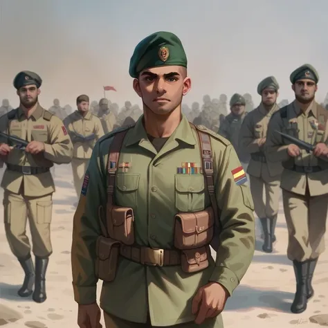 create a realistic indian soldier  with indian flags ,