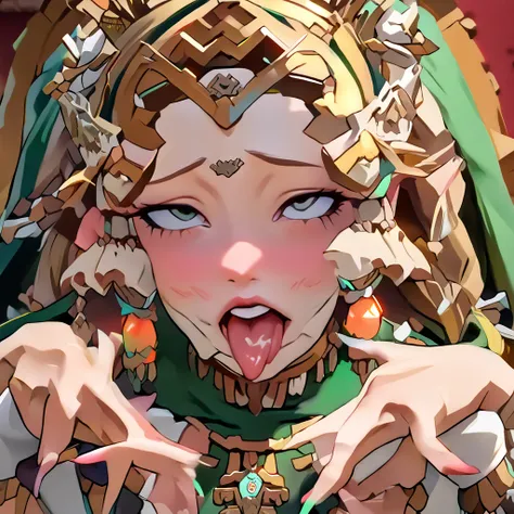 a portrait of princess zelda doing ahegao, master piece, 4k, perfect face, perfect hands.