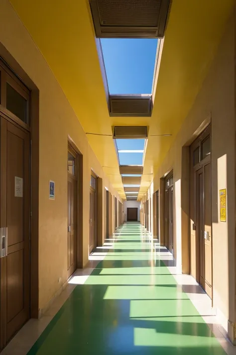 School corridor　beautiful　bright　Nobody is here　Landscape