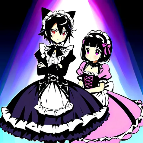 Arafe in a pink and black dress and hat, Takanobu Fujiwara(Takanobu Fujiwara)Digital rendering inspired by, pixiv, rococo, Victoria Gothic Lolita Fashion, Lolita Style, Rococo Queen (Rococo Queen) (Rococo Queen (Rococo Queen)), gothic maiden anime boy. roc...