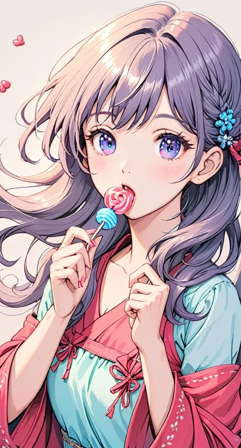 Beautiful girl eating candy