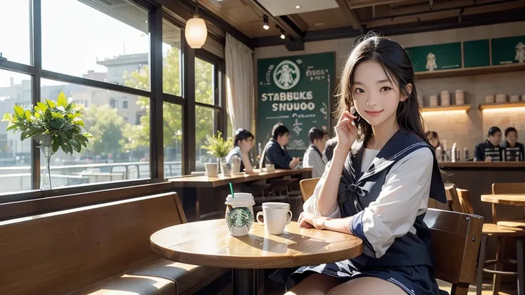 
(((((((Junior high school girl in sailor suit)))))))
(((((お洒落でcuteInside the Starbucks store)))))
8K、RAW Photos、Highest quality、Super detailed、Super Resolution、Ultra HD、8K壁紙、Amazing details



(((((((Inside the Starbucks store)))))))、((((((Sit down and ea...