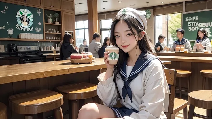 
(((((((Junior high school girl in sailor suit)))))))
(((((お洒落でcuteInside the Starbucks store)))))
8K、RAW Photos、Highest quality、Super detailed、Super Resolution、Ultra HD、8K壁紙、Amazing details



(((((((Inside the Starbucks store)))))))、((((((Sit down and ea...