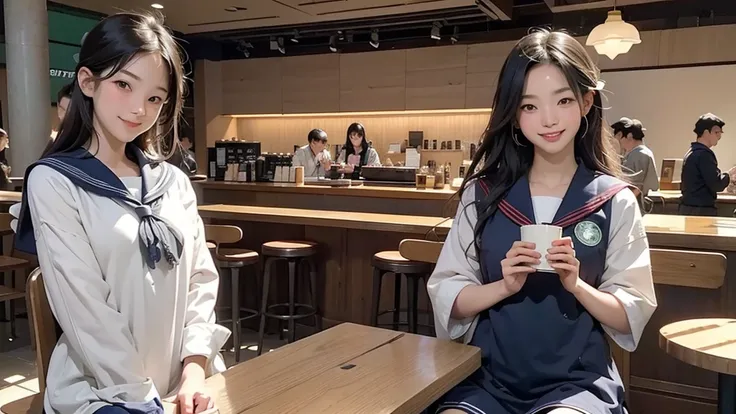 
(((((((Junior high school girl in sailor suit)))))))
(((((お洒落でcuteInside the Starbucks store)))))
8K、RAW Photos、Highest quality、Super detailed、Super Resolution、Ultra HD、8K壁紙、Amazing details



(((((((Inside the Starbucks store)))))))、((((((Sit down and ea...