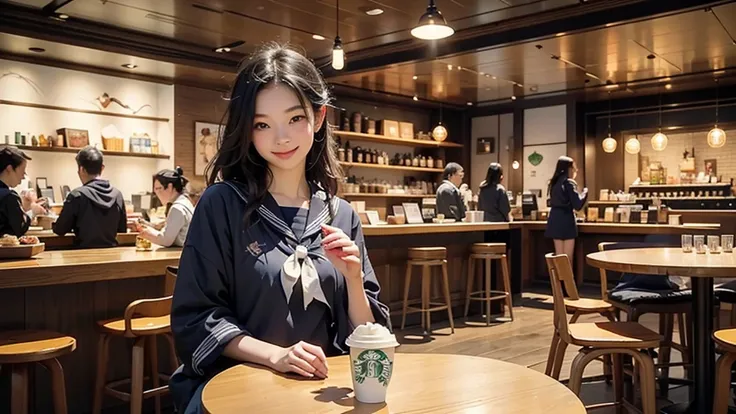 
(((((((Junior high school girl in sailor suit)))))))
(((((お洒落でcuteInside the Starbucks store)))))
8K、RAW Photos、Highest quality、Super detailed、Super Resolution、Ultra HD、8K壁紙、Amazing details



(((((((Inside the Starbucks store)))))))、((((((Sit down and ea...