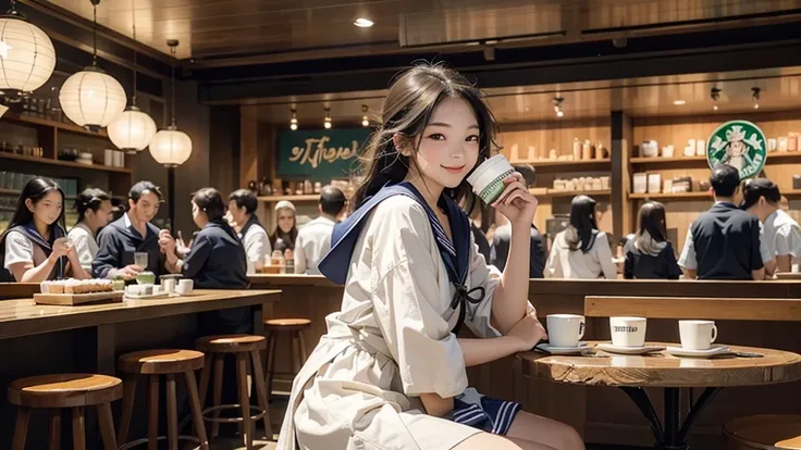 
(((((((Junior high school girl in sailor suit)))))))
(((((お洒落でcuteInside the Starbucks store)))))
8K、RAW Photos、Highest quality、Super detailed、Super Resolution、Ultra HD、8K壁紙、Amazing details



(((((((Inside the Starbucks store)))))))、((((((Sit down and ea...