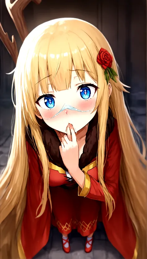 anime. kono subarashii sekai ni shukufuku wo. megumin. 1 girl. cutie. enchantress. mag. blonde. long hair. hair ornament. blue e...