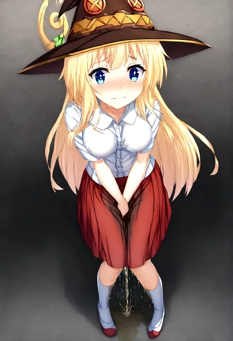 anime. kono subarashii sekai ni shukufuku wo. megumin. 1 girl. cutie. enchantress. mag. blonde. long hair. hair ornament. blue e...