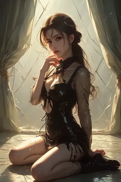 Big eyes、Black Room、Stained Glass Windows、Vase with roses、Lace curtains、夜中
The whole body is wet、An excited look、Dark Gothic Makeup、Dark Metal、Large margins、Patchy duplex、Long eyelashes、cute、
room made of stone girl、Gothic dress with collar、Knee-high socks...