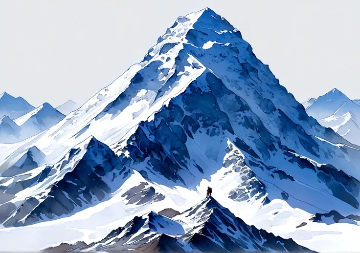 mount everest with a climber climbing it