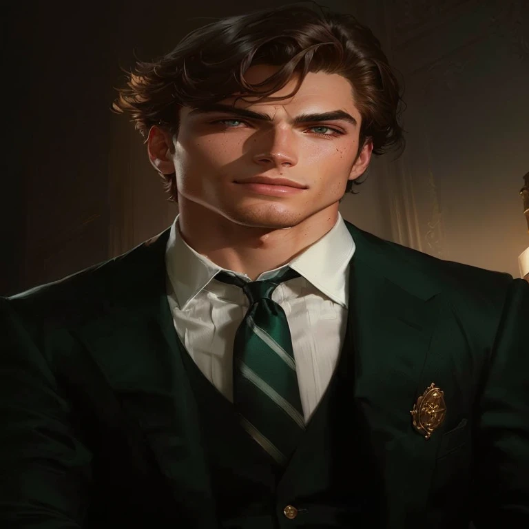 a close-up of a man in a suit and tie, Archie Andrews, handsome guy in demon slayer art, Diego Dayer, inspired by Nelson Alexander Ross, portrait of Archie Andrews, beautiful character painting, highly detailed exquisite fanart, high-quality portrait, pain...