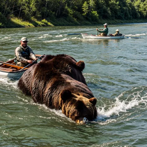 bear fishing on the river