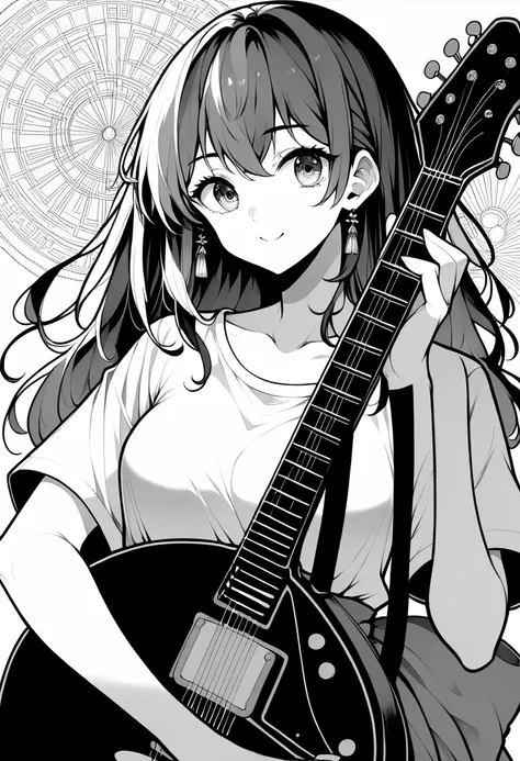 highest quality, high resolution, detailed background, high contrast, 1 girl, kyoto animation、6 strings、there are six pegs、high ...