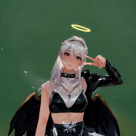 there is a 3d image of a woman dressed in a costume, wearing angel halo, angelic halo, angel halo, npc with a saints halo, npc with a saints halo, wearing angel, wearing angel halo covered face, holy halo, halo over her head, as a mystical valkyrie, halo a...