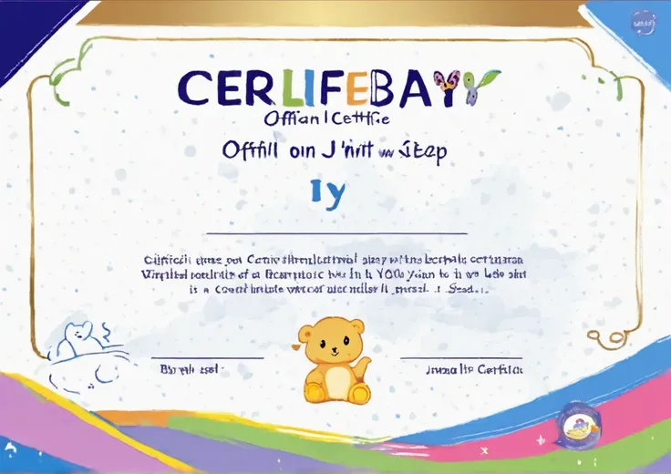 babybaby.org official "Baby Milestone Certificate" "First Step" ready to print template design with seal