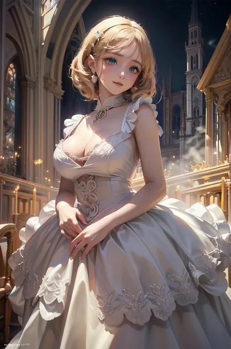 (((Dress Transparent Dress))), (((The dress features a voluminous hoop skirt and a long hem.、A gorgeous, incomparably gorgeous Rococo Victorian gown, Princess style skirt))), (ガウン shine まばゆいばかりに キラキラ 反射する プリズム状 透明 ガウン:1.2), (Gown A very elaborate gown:1.5)...