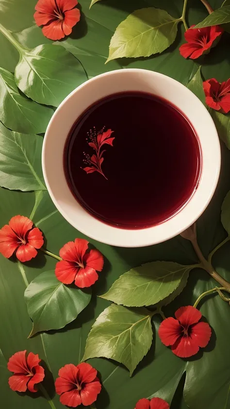 Hibiscus leaves tea with the forest background