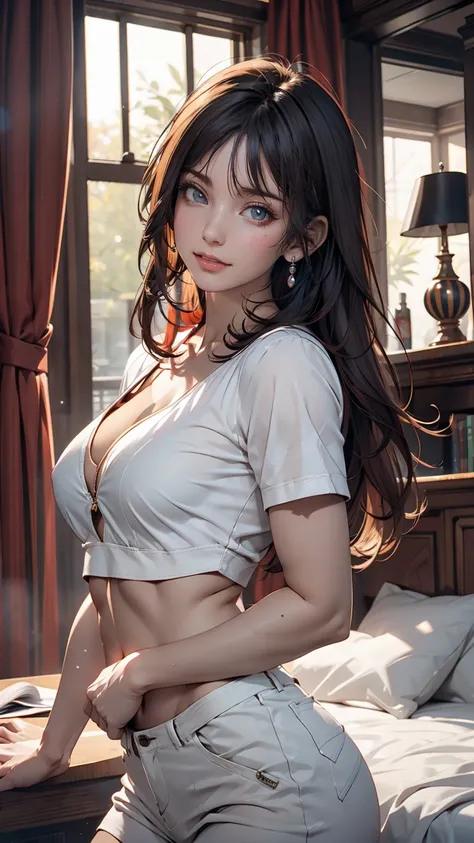 Black Hair, Long eyelashes, 軽いsmile, tooth, Striped Hair, multicoloRedhead, Inner hair color, Redhead, Hair Clip, Mole under the eye, Incompatible students, Hollow Eyes, Hollow Eyes, Pupils dilate, Heart-shaped pupils, smile, Shadow, Anaglyph, Depth of wri...