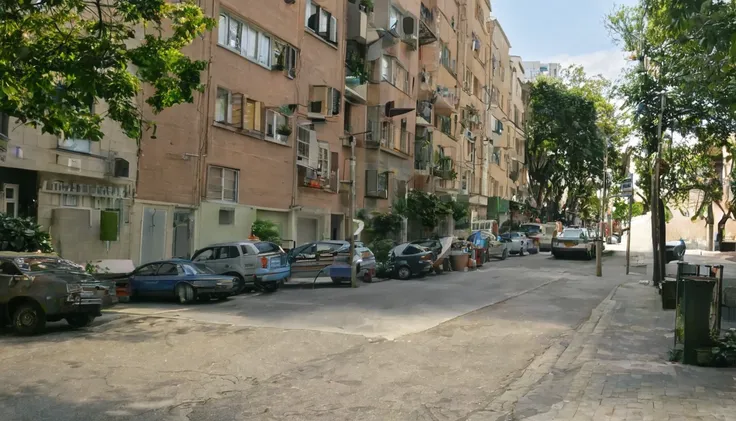 apartment, quiet street, daytime, no people on the street