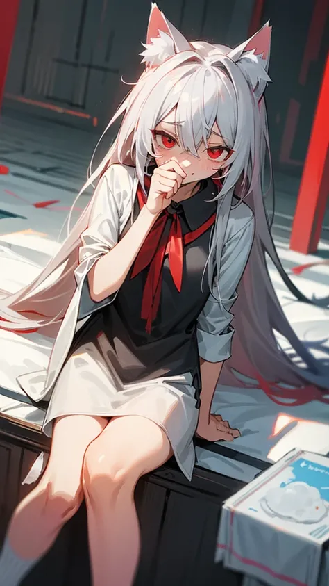 Highest quality　I have long hair　Gray Hair　Raw salt Noah　Red eyes　I dont have anything　Odd Eye　kind　Cat ear　Embarrassed　