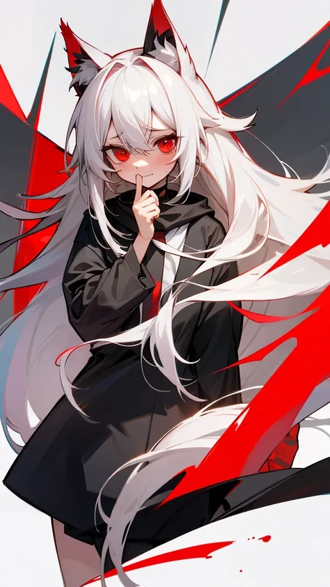 Highest quality　I have long hair　Gray Hair　Raw salt Noah　Red eyes　I dont have anything　Odd Eye　kind　Cat ear　Embarrassed　