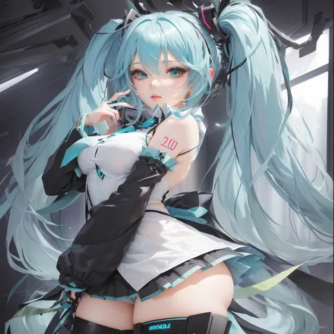 Anime girl with long blue hair and black gloves posing, hatsune Miku portrait, Mikudayo, portrait of hatsune Miku, hatsune Miku, artstation pixivでトレンド, Miku, Zerochan Art, Enchanting anime girl, Pixiv 3DCG, Anime Moe Art Style, pixiv daily ranking, hatsune...