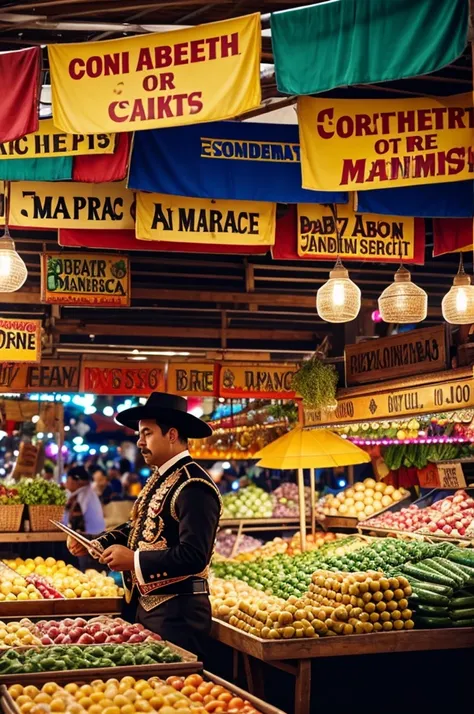 Generate me a font for a mariachi-themed public market