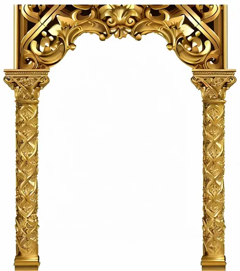 a gold arch with a decorative design on the top, gothic arch frame, ornate gold, ornate backdrop, ornate frame, ornate gold bord...