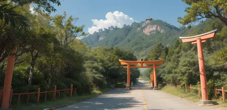 ((Highest quality)), ((masterpiece)), (detailed), Many Torii Gates,Spectacular Nature