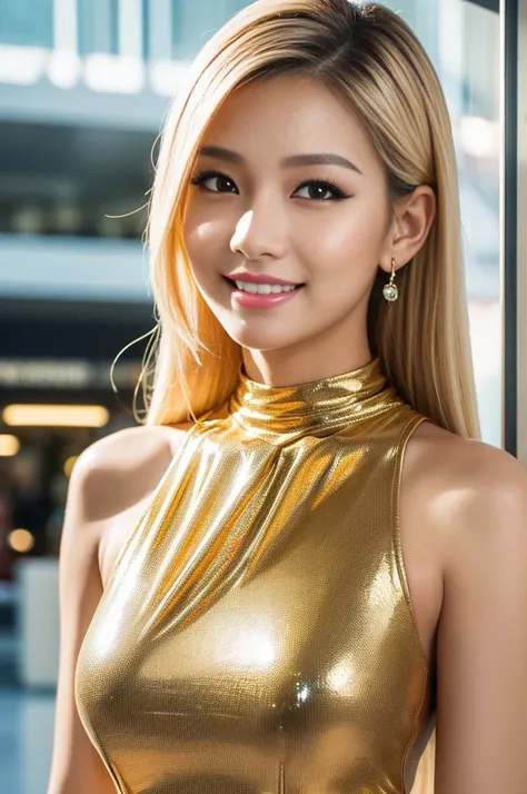 (masterpiece:1.4), (best quality:1.4), ultra high res, ultra high resolution, ((detailed facial features)), HDR, (realistic, photorealistic, photo-realistic:1.37), closeup, sexy seductive Thai woman, (seductive smile), long lashes, beautiful makeup, platin...