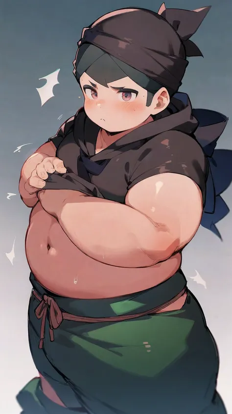 ((androgynous)), beautiful, (pudgy face), (thick),(ikemen), ((boyish)), (handsome), (chubby), belly, muscular, (beefy), ((Ninja)), (cool), ((Wearing a black hood)), (Only the eyes are visible through the hood), (The black bandana obscures his mouth)