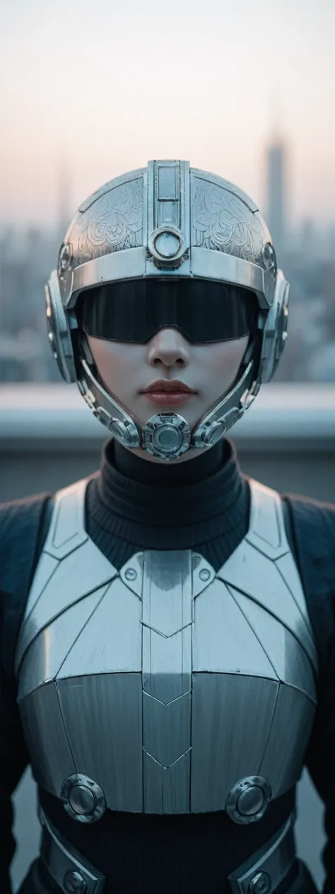 realistic,score_9, score_8_up, score_7_up,
1girl,solo, dark, intricate, futuristic armor, attire, swirling patterns, mechanical elements, cyberpunk, steampunk style, helmet, headpiece, obscures eyes, enigmatic, otherworldly, soft light box, shallow depth o...