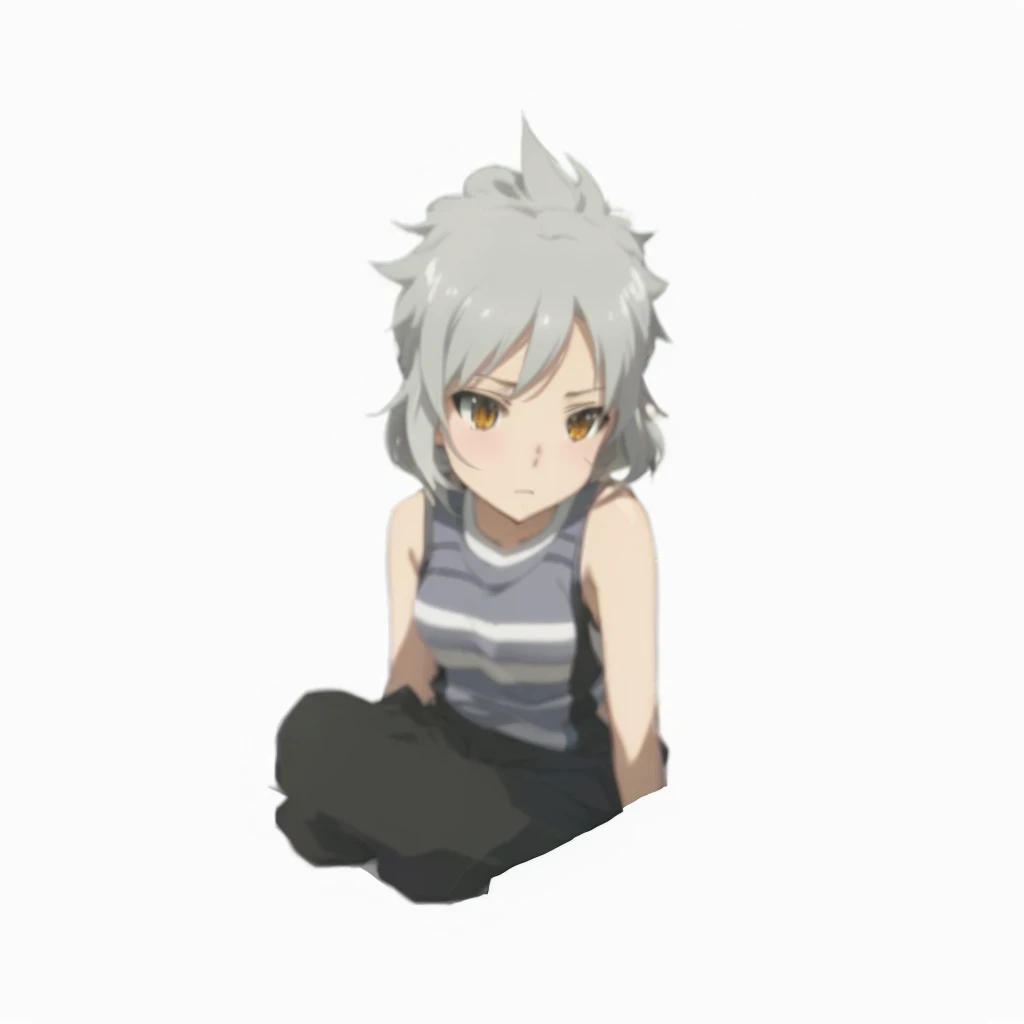 anime boy sitting on ground with his legs crossed, the anime girl is crouching, nyaruko-san, fubuki, kaworu nagisa, hana yata, nagito komaeda, anime cel shading, with the index finger, sitting on ground, female protagonist 👀 :8, anime moe art style, in an ...