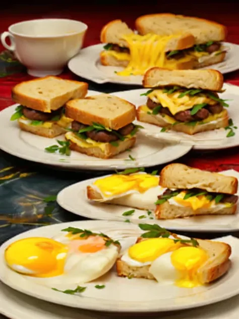 breakfast
It is the first meal of the day, usually eaten in the morning.
Sausage, egg and cheese breakfast sandwich