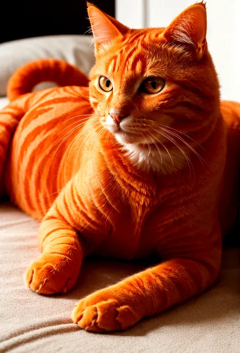 Orange cat, Laziness，The expression is loveless， 8K, Highest quality, Maximum resolution，original photo、real、Live Recording、high resolution、masterpiece