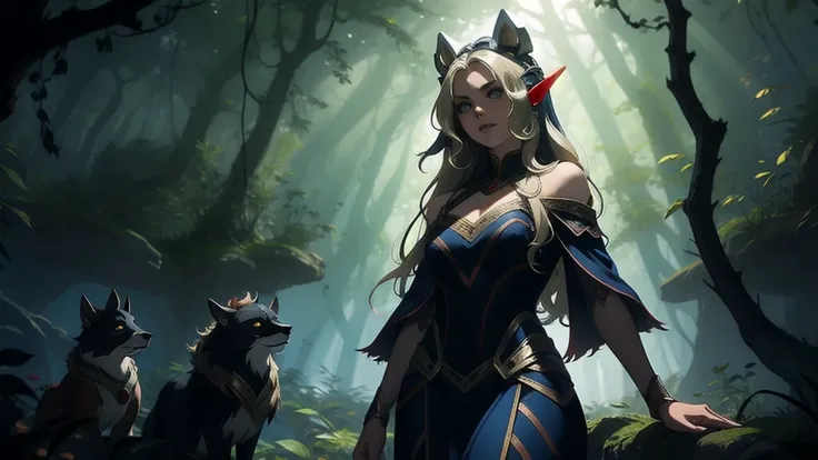 "Elf with a captivating look, unearthly beauty, flowing golden hair, pointed ears, dressed in elaborate elven attire, surrounded by a mystical forest, soft sunlight, breaking through lush greenery."